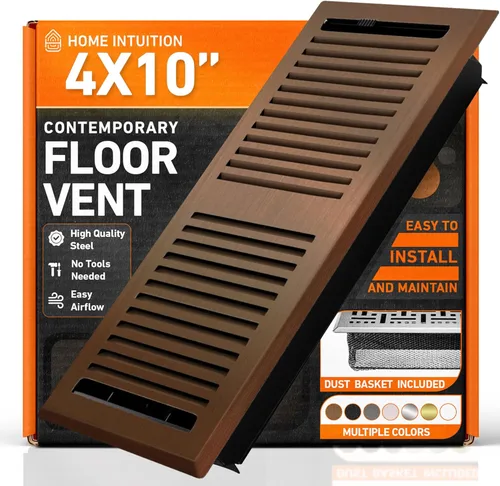 Vista 16 de Cubiertas de ventilación de piso 2X10 Registro de piso con trampa de malla, calor y aire, ventilación de piso de metal transitable para conducto