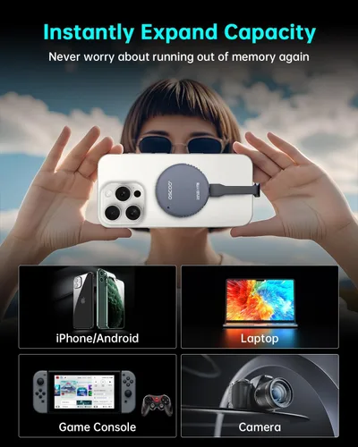 Vista 6 de SSD portátil magnético de 512 GB, disco duro externo USB 3.2 Gen2 con PD de 100 W de paso, 1100 MB/s, compatible con grabación ProRes 4K 120fps