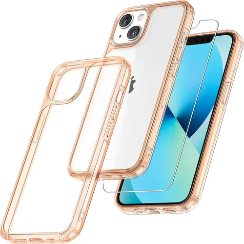TAURI Defender 3 en 1 funda de 6.1 pulgadas diseñada para iPhone 13, con 2 protectores de pantalla de vidrio templado y 2 protectores para los