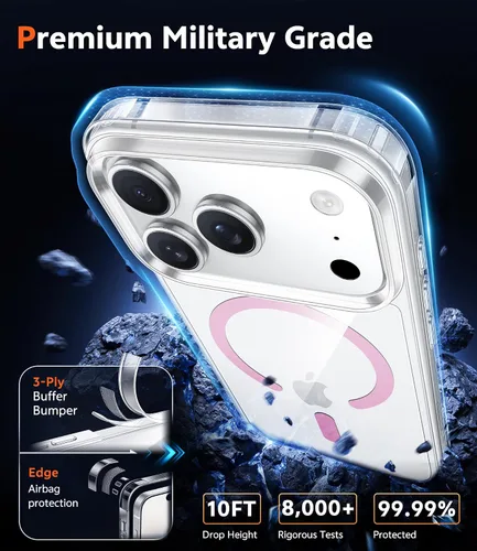 Vista 881 de FNTCASE Funda para iPhone 13 Pro: magnética, transparente, con protector de pantalla, compatible con Magsafe, delgada, antiamarilleo, resistente, a