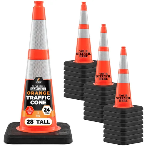 Vista 73 de Xpose Safety Conos de tráfico naranjas de 28 pulgadas con collares de 6 y 4 pulgadas, 1 paquete – Cono de seguridad de plástico PVC multiusos