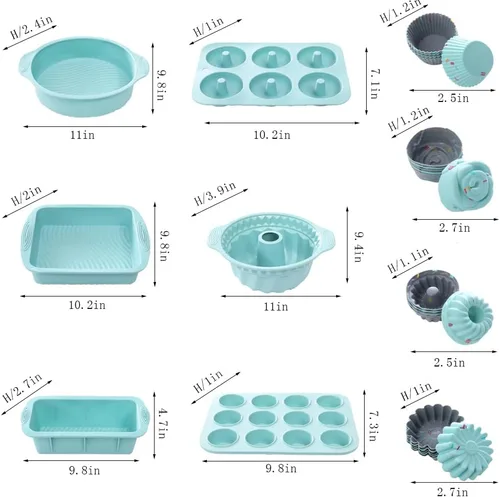 Vista 3 de Juego de 30 utensilios de silicona antiadherente para hornear con molde para hornear, moldes para pasteles, bandeja para hornear, bandeja