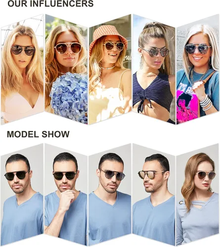 Vista 5 de SOJOS Retro Aviator Polarized Sunglasses for Women Men Double Bridge Ladies Shades SJ2078