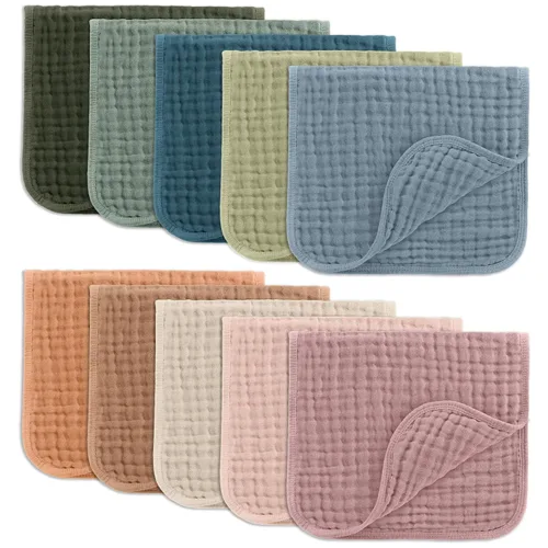 Vista 60 de Comfy Cubs - Paquete de 6 paños de muselina para eructos, 20 x 10 pulgadas, grandes, de 6 capas, 100 % algodón ultra absorbente para babeo