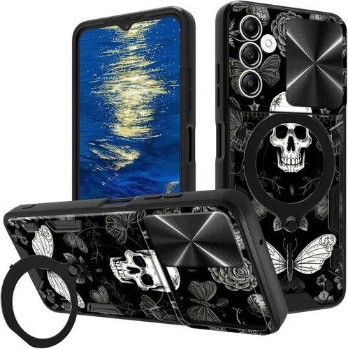 Vista 13 de for Samsung Galaxy A35 5G Phone Case 6.6" with Slide Camera Cover & 360 Degree Rotate Ring Stand Kickstand A Black Cat Dual Layer Hybrid Heavy Duty