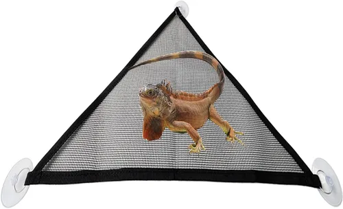 Vista 6 de Hamaca de lagarto dragón barbudo, 2 piezas, hamaca de reptil de malla transpirable, adecuada para iguanas, ánoles, geckos, serpientes, camaleón Negro