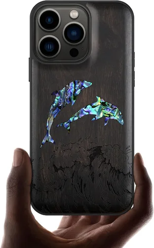 Vista 14 de Carveit Funda protectora de madera de diseñador para iPhone 13 Pro (grabado de madera e incrustaciones de carcasa), compatible con 13 Pro MagSafe