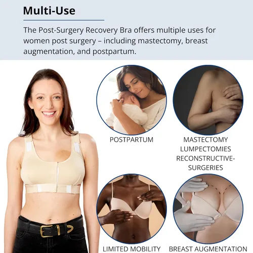 Vista 4 de Care+Wear Sujetador de recuperación poscirugía para postmastectomía, reconstrucción