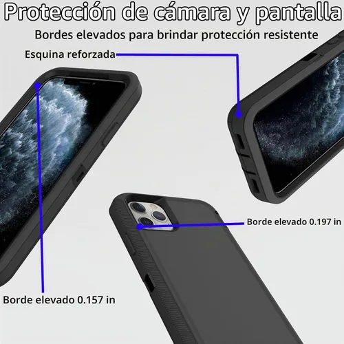 Vista 4 de Funda protectora resistente para iPhone 11 Pro Max, a prueba de polvo, a prueba de golpes, protección contra caídas, 3 en 1, funda resistente