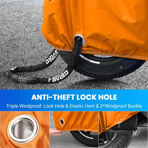 Vista 4 de Favoto - Funda impermeable para motocicleta, universal, duradera, reflectante, protección solar para cualquier temporada, con orificios de seguridad