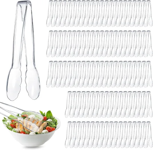 Vista 9 de Tessco for you 25 pinzas de plástico para servir a granel, pinzas desechables de plástico de 9 pulgadas, pinzas de ensalada resistentes para cocina