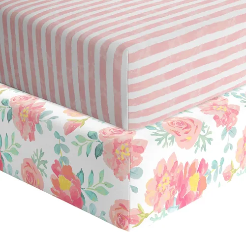 Vista 14 de Featherhead™ Paquete de 2 sábanas bajeras para moisés para bebé niño y niña, 100% algodón de jersey, 16 x 32 pulgadas, ajuste universal para colchón