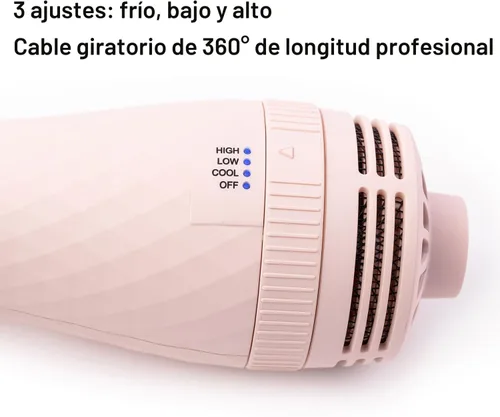 Vista 5 de L'ANGE HAIR - Cepillo secadora de aire caliente Le Volume 2 en 1 de titanio para todo tipo de cabello, de 75 mm con barril ovalado, para obtener