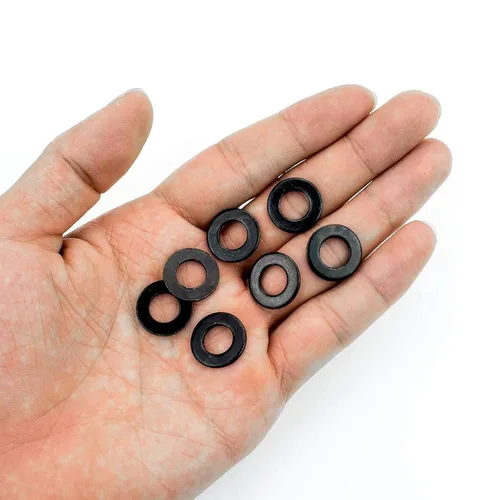 Vista 5 de Juego surtido de 200 arandelas planas métricas M6, acero al carbono, óxido negro endurecido (negro)