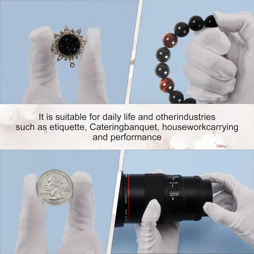 Vista 7 de 24 pares de guantes de algodón suave, lavables, hidratantes, aptos para eczema, elásticos para inspección de monedas, hombres y mujeres