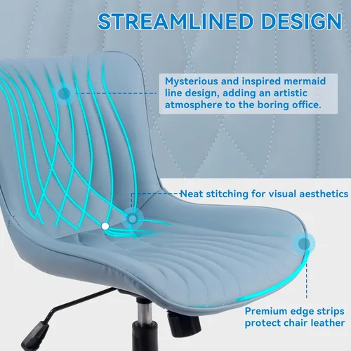 Vista 55 de YOUNIKE Silla de oficina, silla de escritorio sin brazos con ruedas, sillas giratorias ajustables para computadora de oficina en casa, silla