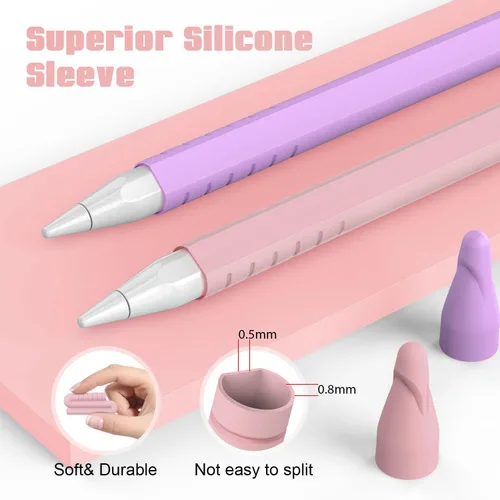 Vista 6 de Paquete de 2 fundas compatibles con Apple Pencil Pro 2024 y 2ª generación: accesorios de funda protectora para Apple Pen - Funda de silicona