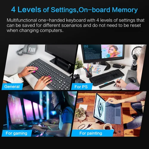 Vista 7 de Koolertron Teclado mecánico macro con una sola mano, teclado para juegos con una sola mano con teclas totalmente programables para perillas y llaves