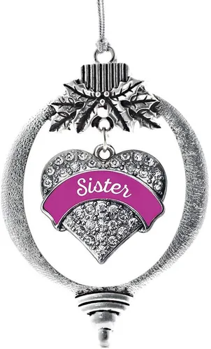 Vista 149 de Inspired Silver Adornos festivos de dije de corazón pave de plata con circonitas cúbicas