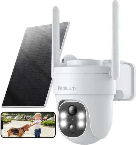 Cámara de seguridad inalámbrica para exteriores, cámara solar de 3K/5MP para exteriores inalámbrica, cámara con batería de 360°PTZ, visión nocturna