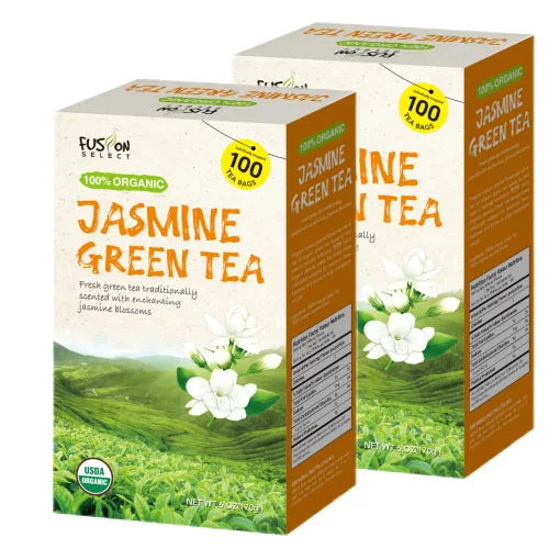 Vista 10 de Fusion Organic Jasmine Green Tea – 100 bolsas, aroma tradicional, fragancia floral refrescante – 6 oz (170 g)