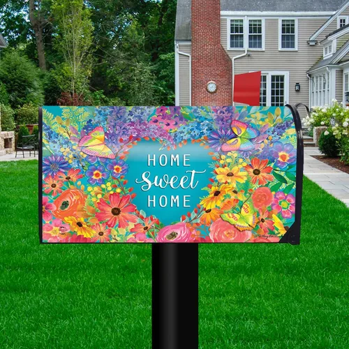 Vista 2 de Briarwood Lane Funda para buzón – Tamaño estándar – Floral Home Sweet Home Spring para buzón de primavera