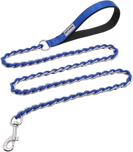 Vista 15 de Correa de cadena para perros a prueba de mordidas, correa de metal para perros medianos y grandes, correa de perro de eslabones de cadena