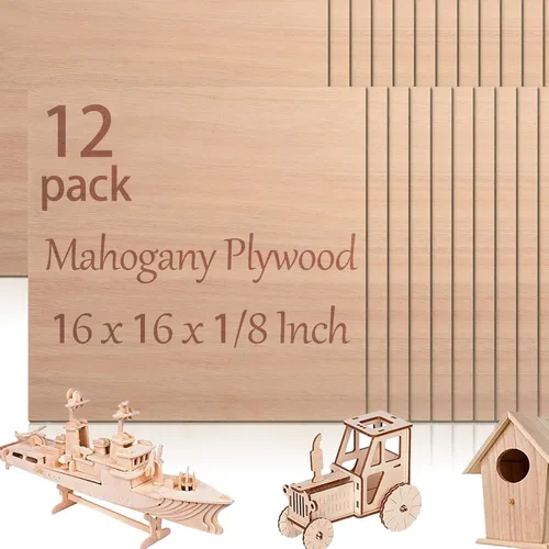 Vista 13 de 48 piezas de madera contrachapada de abedul báltico, 12 x 12 x 1/8 pulgadas, 0.118 pulgadas de grosor, madera sin terminar para manualidades, corte