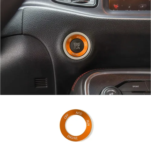 Vista 7 de Keptrim para Challenger Charger Motor Start Stop Trim para Dodge Challenger/Charger RAM 2010-2021, para Durango 2014, aleación de aluminio azul, 1