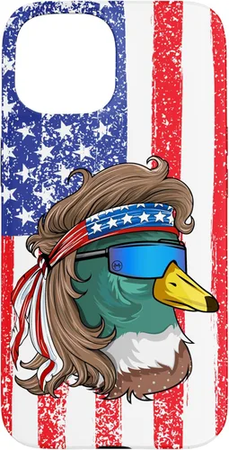 Vista 6 de iPhone 16 Duckoholic Mallard Duck American Flag Waterfowl Duck Hunting Case