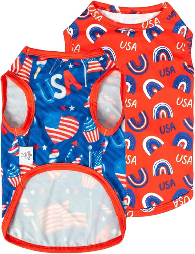 Vista 18 de CuteBone Paquete de 2 camisas para perros, ropa suave para mascotas, chaleco de verano transpirable para cachorros pequeños y ropa elástica