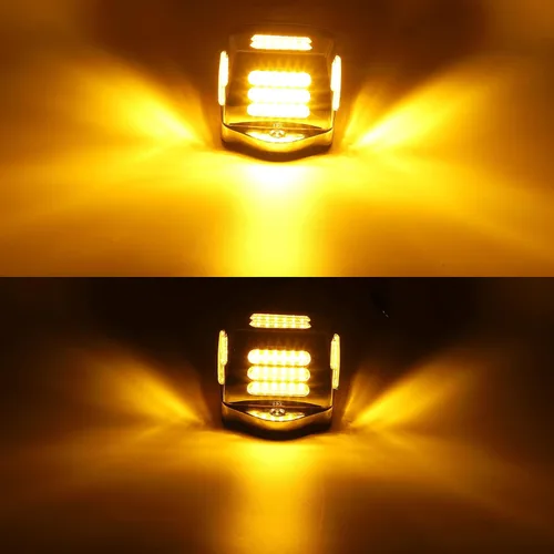 Vista 7 de Partsam 5 piezas de repuesto para Kenworth - Luces marcadoras cuadradas de cabina de 48 LED, luz LED ámbar de línea plana con carcasa de plástico