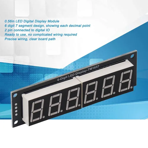 Vista 3 de Módulo LED de 6 dígitos, módulo de visualización de 7 segmentos adopta el módulo de tubo digital IC LED controlador TM1637 para componentes