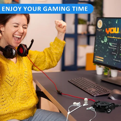 Vista 9 de LP Divisor de auriculares, divisor estéreo de audio trenzado de nailon de 0.138 pulgadas, macho a 3 puertos hembra para MacBook, Mac, iPad, iPhone