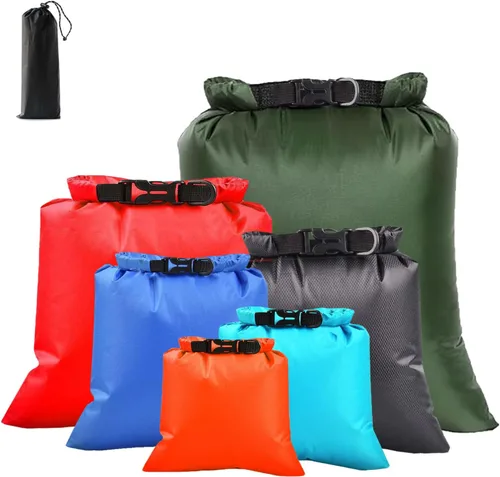 Vista 14 de 6 bolsas secas impermeables, bolsas secas ligeras para kayak, impermeables, bolsa impermeable al aire libre para kayak, senderismo, canotaje