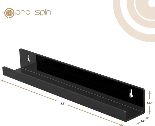 Vista 4 de PRO SPIN Soporte para discos de vinilo, paquete de 6 unidades, color negro, estante para discos de vinilo, soporte de pared para discos de vinilo