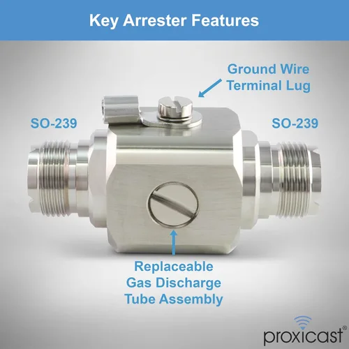 Vista 5 de Proxicast Pararayos/Supresor Coaxial con Conectores Hembra UHF SO-239 - Protector de Sobretensiones de Cable Coaxial de Grado Profesional para RF