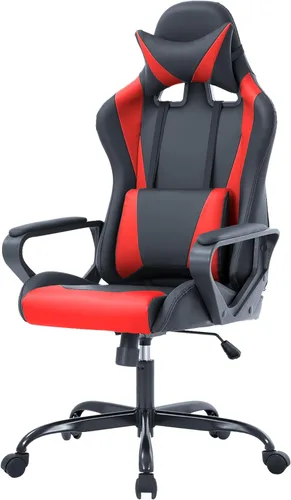 Vista 9 de PayLessHere Silla de escritorio ergonómica de carreras para juegos y computadora con apoyabrazos, silla de escritorio de trabajo giratoria 360°