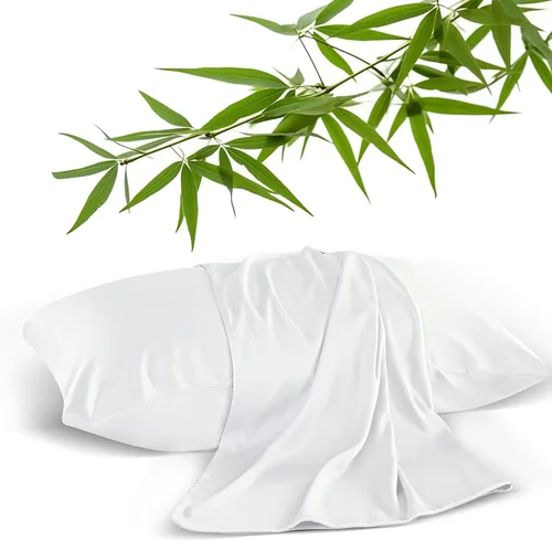 Vista 12 de Paquete de 2 fundas de almohada refrescantes para personas que duermen con calor y sudores nocturnos, protectores de almohada de viscosa de bambú