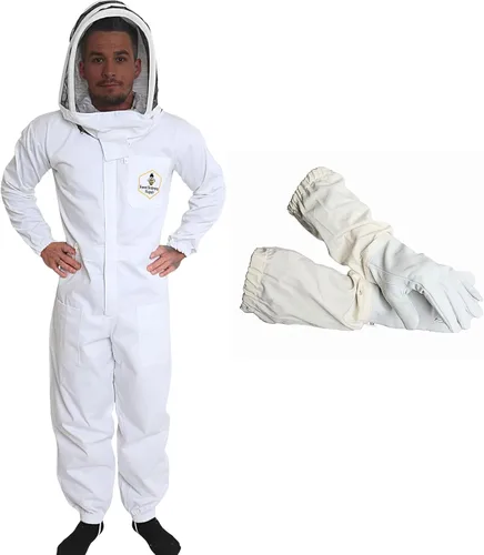 Traje de apicultura para hombres y mujeres - Traje de apicultura de algodón con velo para apicultores principiantes y comerciales, cremalleras de