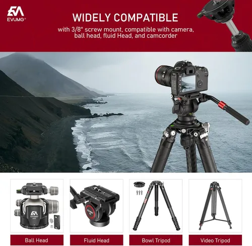 Vista 3 de EVUMO B75M - Adaptador de cuenco de 2.953 in con mango retráctil, tornillo de montaje de 3/8 pulgadas, base de nivelación de media bola de aleación