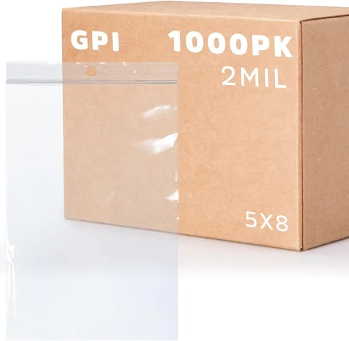 Vista 26 de GPI - 2 x 2 pulgadas - Paquete de 100 bolsas de plástico transparente con cierre de cremallera de 2 mil de grosor, agujero para colgar, bolsas