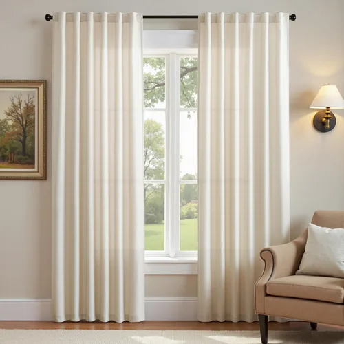 Vista 18 de JINCHAN Cortinas blancas para sala de estar, cortinas texturizadas de lino de 96 pulgadas de largo, cortinas de estilo casual con pestaña trasera