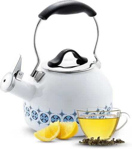 Chantal Hervidor de té silbante Oolong esmaltado en acero de 1.8 cuartos (Talavera)