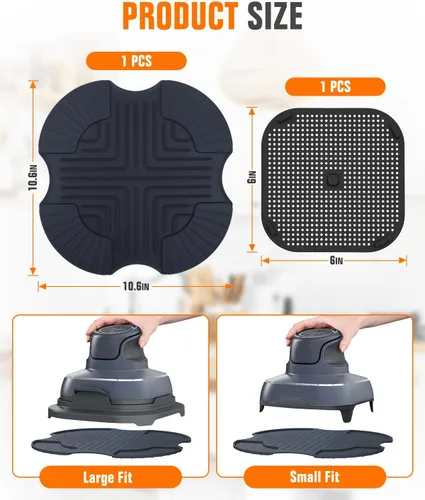 Vista 2 de 2 Piezas Salvamanteles de Silicona para Freidora de Aire y Protector contra Salpicaduras para Ninja Crispi, Alfombrilla Resistente al Calor