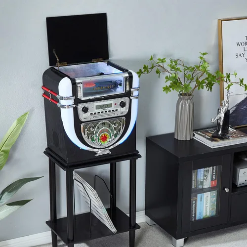 Vista 8 de Arkrocket Boston Jukebox - Sistema de entretenimiento con soporte Bluetooth reproductor de CD FM Radio SD USB