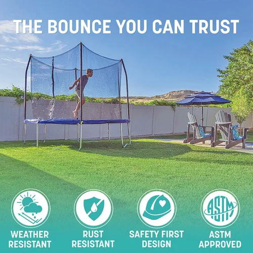 Vista 3 de Trampolines Skywalker, 10 ft Trampolín redondo y cercado con resorte