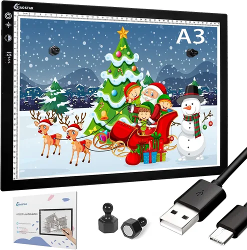Vista 7 de Caja de luz A3, tablero de trazado con cable de carga tipo C y brillo ajustable para artistas, dibujo de animación, bocetos, animación