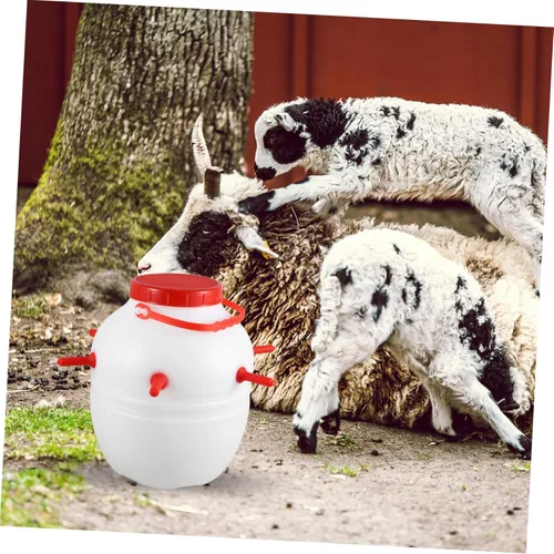 Vista 6 de Happyyami Cubo de leche de cordero cubo de alimentación de leche con olla de alimentación de animales de gran capacidad para botella de granja, cubo