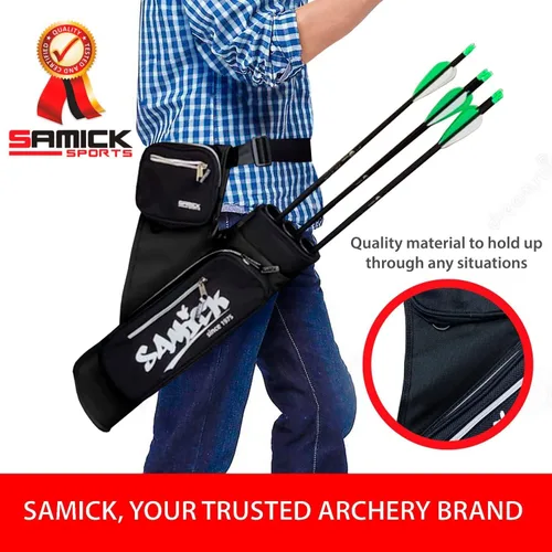 Vista 6 de Carcaj de flechas de tiro con arco – Carcaj ajustable para colgar en la cintura con 3 tubos extraíbles y bolsillos para flechas de tiro con arco